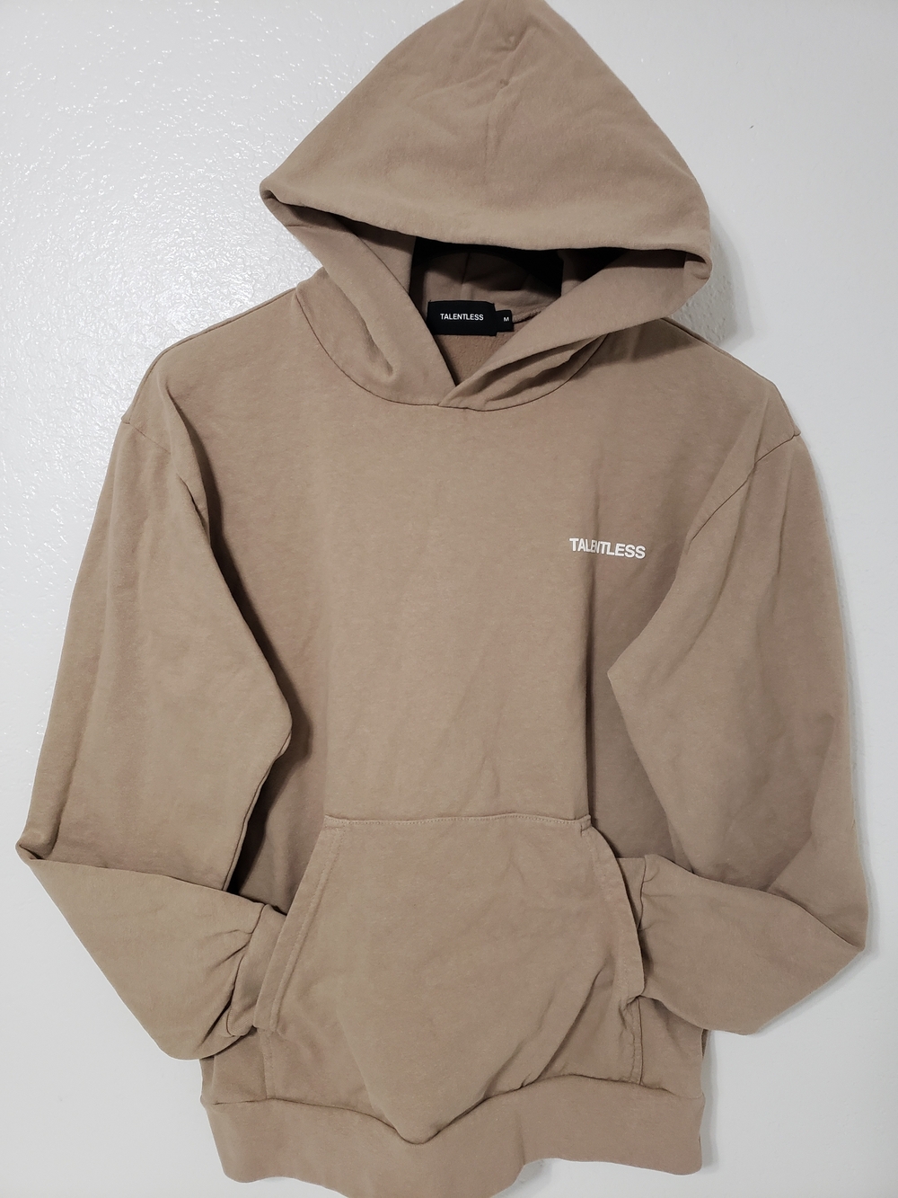 Talentless Essential Hoodie Medium Taupe Brown 100% Cotton Minimalist Streetwear